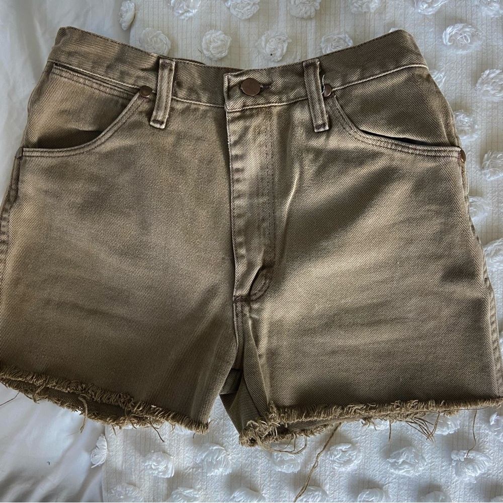 Vintage Thrifted Wrangler Denim Shorts - Army/Khaki Green